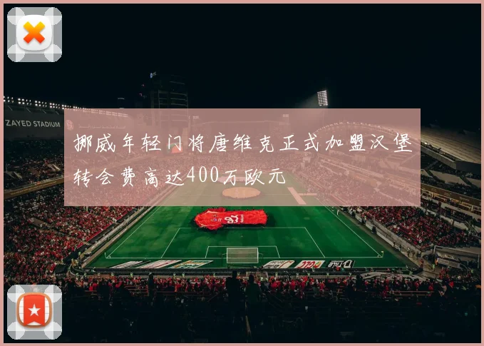 挪威年轻门将唐维克正式加盟汉堡转会费高达400万欧元